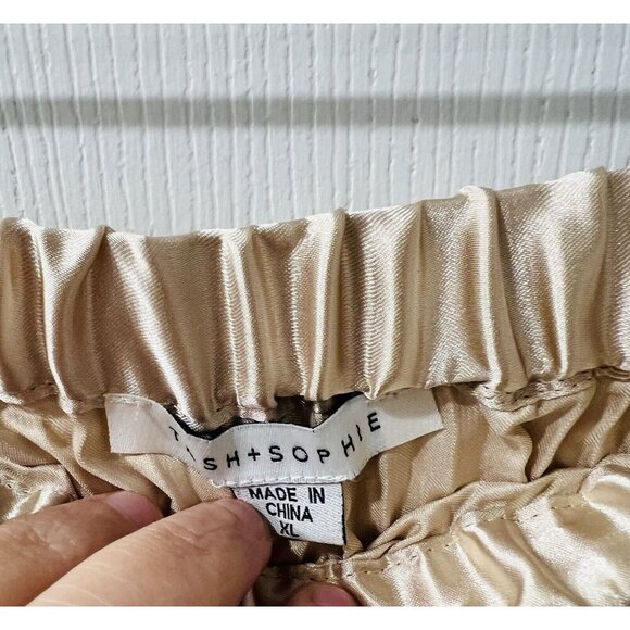 Tash and Sophie Satin Pleated Champagne Midi Skirt Size XL Pull-On Lined NWT - Picture 6 of 10